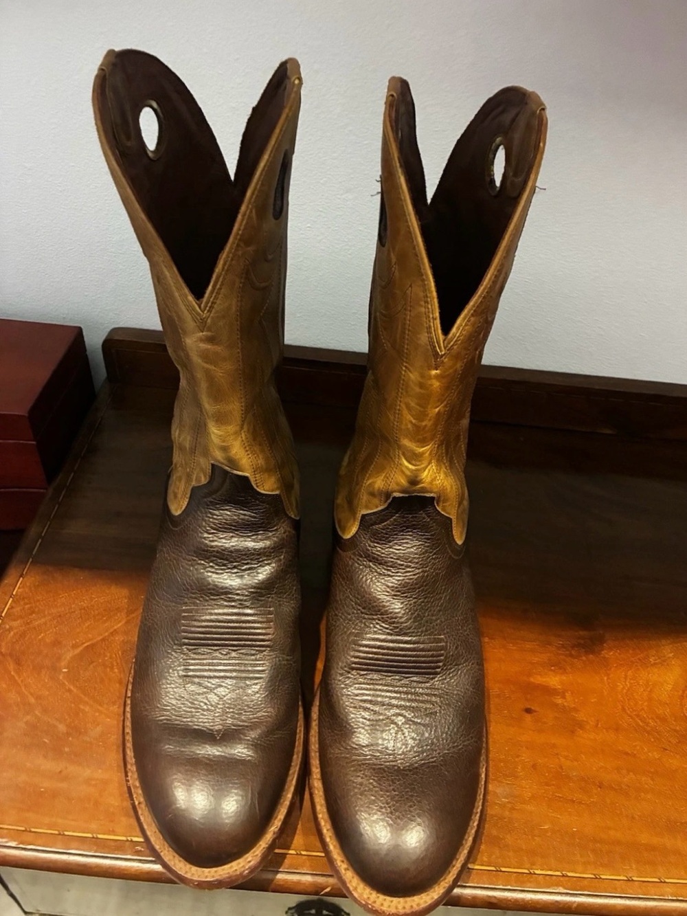 Tecovas Two-Tone Western Pull-On Boots - Brown & Tan - Size 14EE